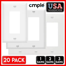 20 Pack Wall Plate Decorator Switch Wallplate Outlet Cover 1 2 3 Gang White