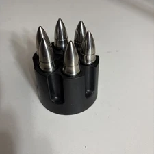 Rifle Bullets Stainless Steel Chillers Set Of 6 Rocks Shaped Ice Whiskey Gift