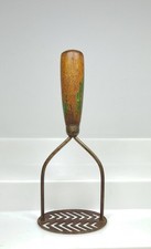 Vintage A&J Potato Masher Metal Made in USA Green