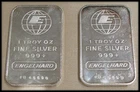 TW0 DIFFERENT ENGELHARD .999+ SILVER 1oz EACH BARS