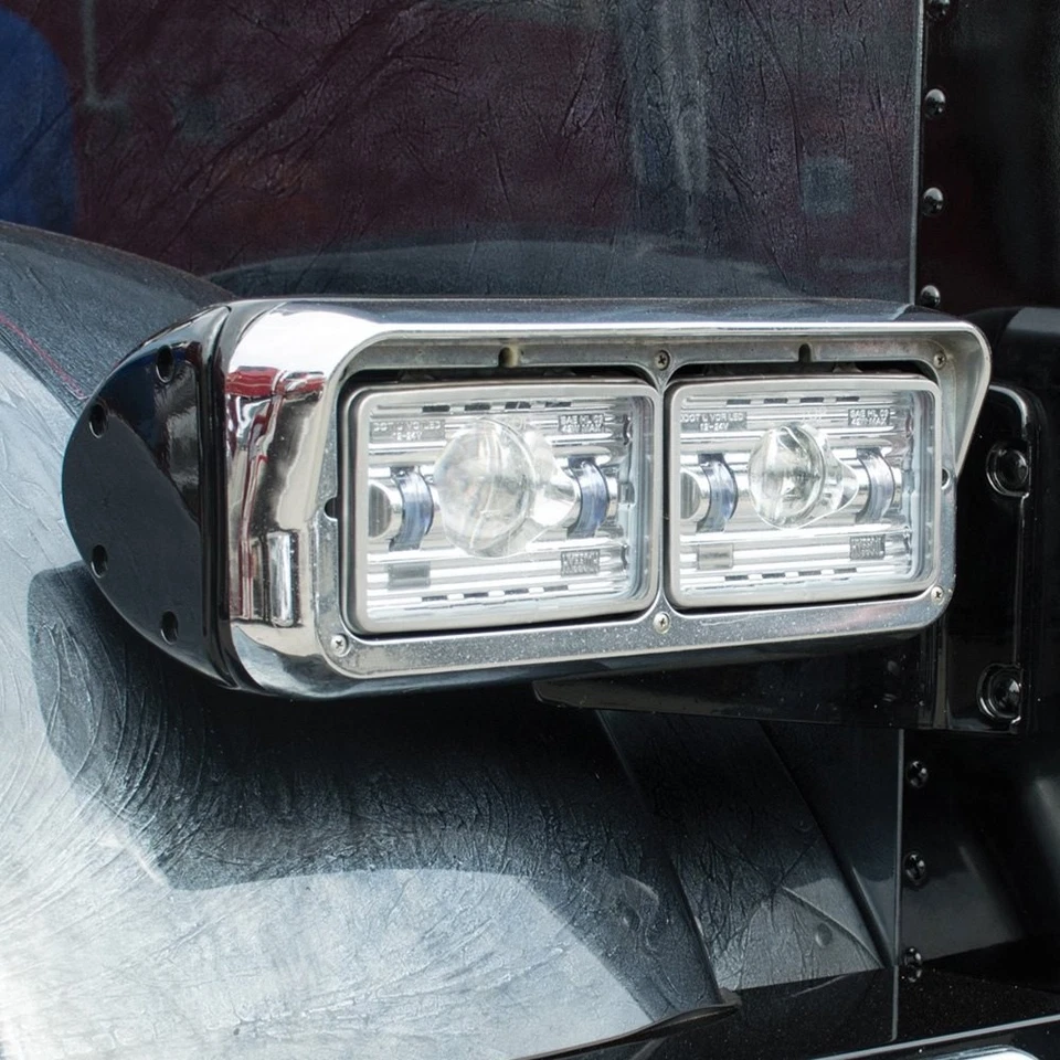 For Peterbilt 379 86-07 Headlight 4x6" Rectangular Chrome Projector LED - Image 3 of 4