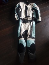 Hein Gericke Ladies 2 piece motorbike leathers blue and white size uk12 40