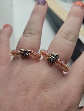 Handmade Beaded Dragonfly Butterfly Rings - Matching Set of 2 - 032