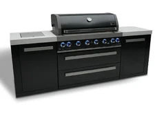 Mont Alpi 6 Burner Island Black Stainless Steel