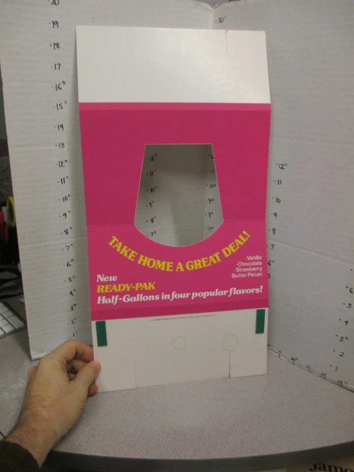 Cartón de helados Baskin Robbins PACK LISTO 1979 letrero de mostrador de tienda rosa intenso Foto 3 de 3