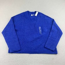 Gap Sweater Womens XL Blue Crew Neck Long Sleeves Oversized Pullover NWT