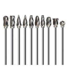 Aluminum Cutting Bits Carbide Burr Set-10 Pieces with 3Mm(1/8 Inch) Shank Dia an