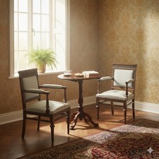 Poltrone Neobarocche Antiche Noce Tessuto Italia XIX Secolo Originali