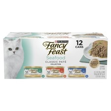Grain Free Wet Cat Food Pate Seafood Variety Pack 12 Cans 3 oz Each