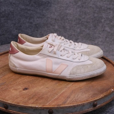 Veja Volley Trainer White Beige Pink Size 40 US 9 Suede Leather Shoes Sneakers