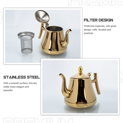 Stainless Steel Cold Water outlet Jug Tea Strainer Teapot Kettle with Filter