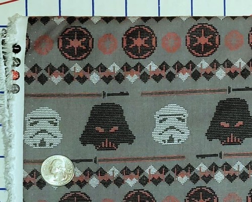 Star Wars Christmas XMAS Cross Stitch Darth Vader Red Gray Cotton Fabric BTY - Picture 3 of 6