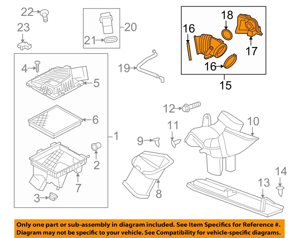 Buick Lacrosse 2010-2011 filtro de aire manguera conducto nuevo GM # 13250251 Foto 2 de 3