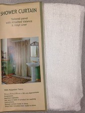 72'X72' Vintage Solid White Bathroom Shower Curtain Set w/ Vinyl Liner Plastic 