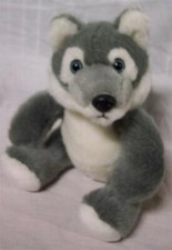 The Petting Zoo CUTE GRAY WOLF 7" Plush STUFFED ANIMAL Toy