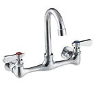 Wall Mount Kitchen Sink Faucet 8" Centers with 8" Hight Gooseneck Nozzle