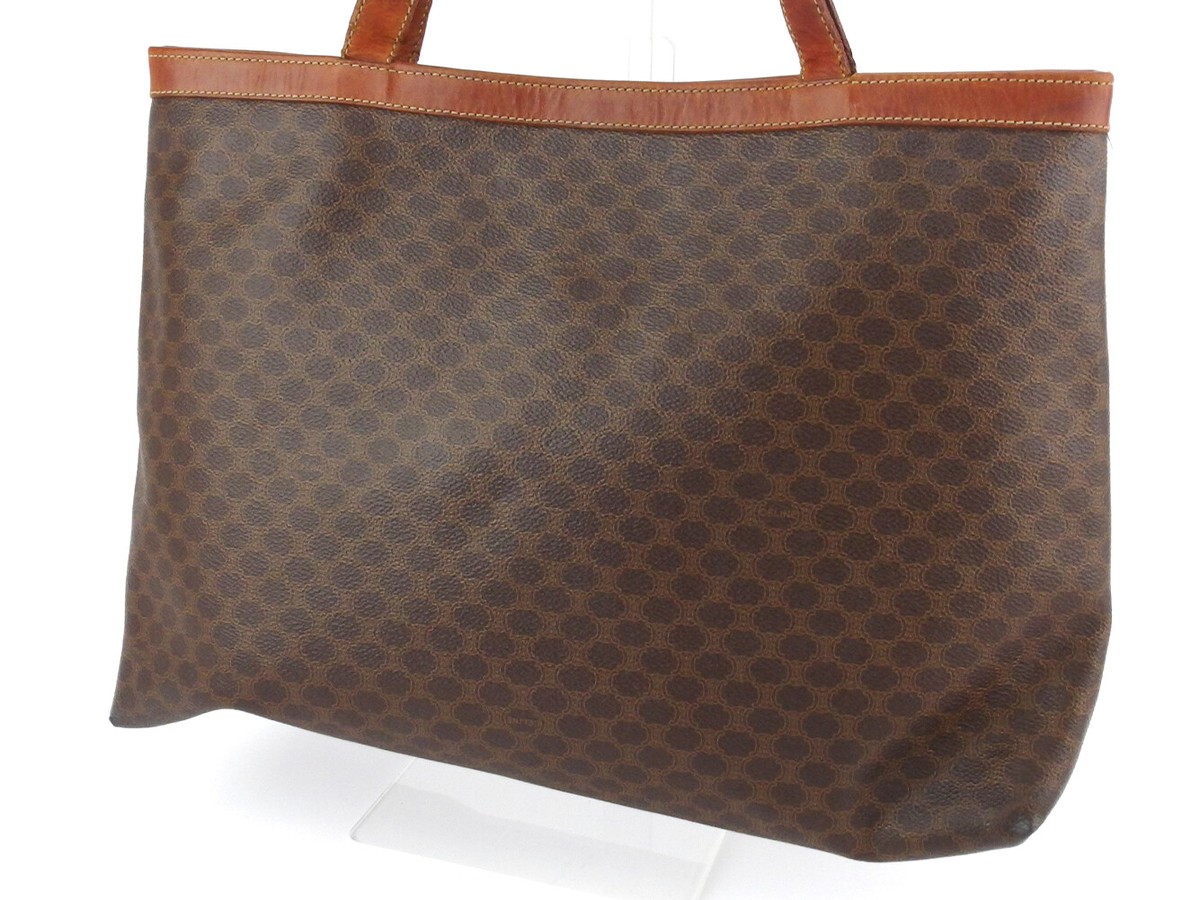 CELINE tote bag macadam beige PVC ?~ leather Authentic used