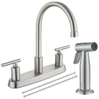 Brushed Nickel High Arc Kitchen Sink Faucet with Side Sprayer 2 Handle Mixer Tap
