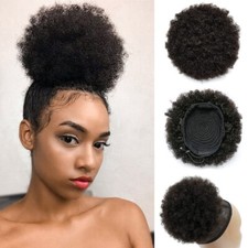 Afro Puff Drawstring Human Hair Ponytail Bun Hairpiece Chignon Scrunchie Updo US