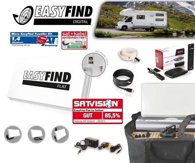 EasyFind Digital Traveller Kit Full HD High End mobile Camping Sat Anlage Flach