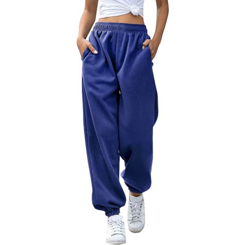 Damen-Jogginghose hoher Bund Training Aktiv Jogginghose Hose Baggy Loungehose - Bild 3 von 57