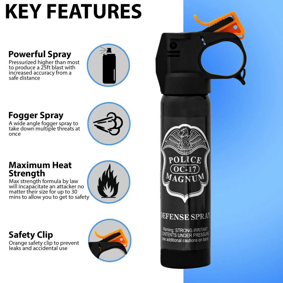 Spray de pimienta Police Magnum 5 onzas Fire Master Fogger Defensa Protección de seguridad Foto 2 de 4