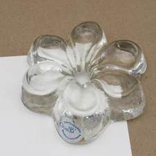 Goebel Paperweight, Clear 3 1/2" Flower, Foil Label, Charlottenhutte, W. Germany