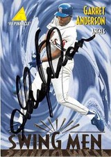 Garret Anderson autographed baseball card (Angels) 1995 Pinnacle #289 Swing Men