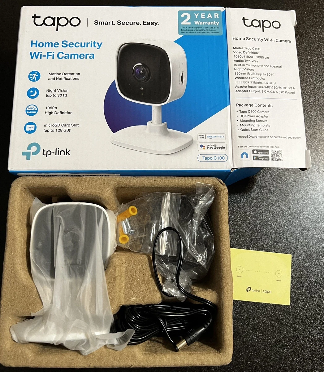 TP-Link Tapo C100 White Night Vision Motion Detection 1080P HD WiFi Camera/  W