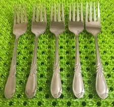 Hanford Forge DANUBE Stainless 5 Salad Forks HF Flatware 12AG