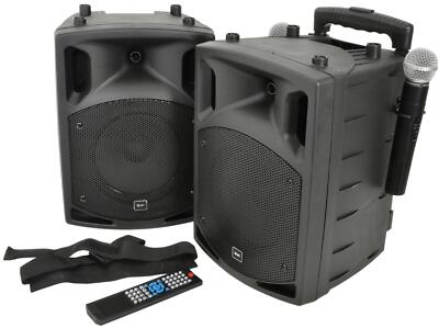 qtx PAV8 Tragbares PA Set + 2 UHF Mikrofone, CD/DVD, USB/SD & Bluetooth SPeaker System