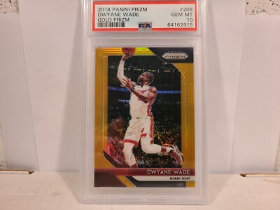 2018 PRIZM DWAYNE WADE GOLD REFRACTOR #3/10 1/1 JERSEY # PSA 10 POP 2 HEAT RARE