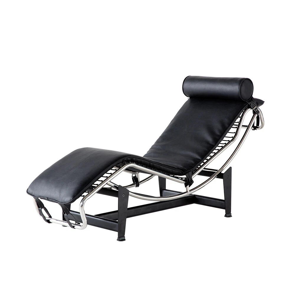 Mid Century Le corbusier LC 4 Chaise Lounge Chair Recliner Leather