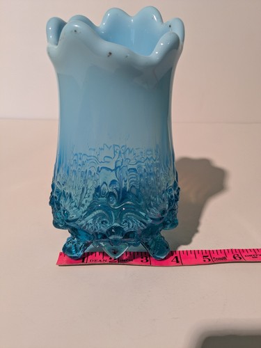 Vintage Piasa blau opalisierend Glas Vogel 3 Fuß 7" Vase - Bild 12 von 15