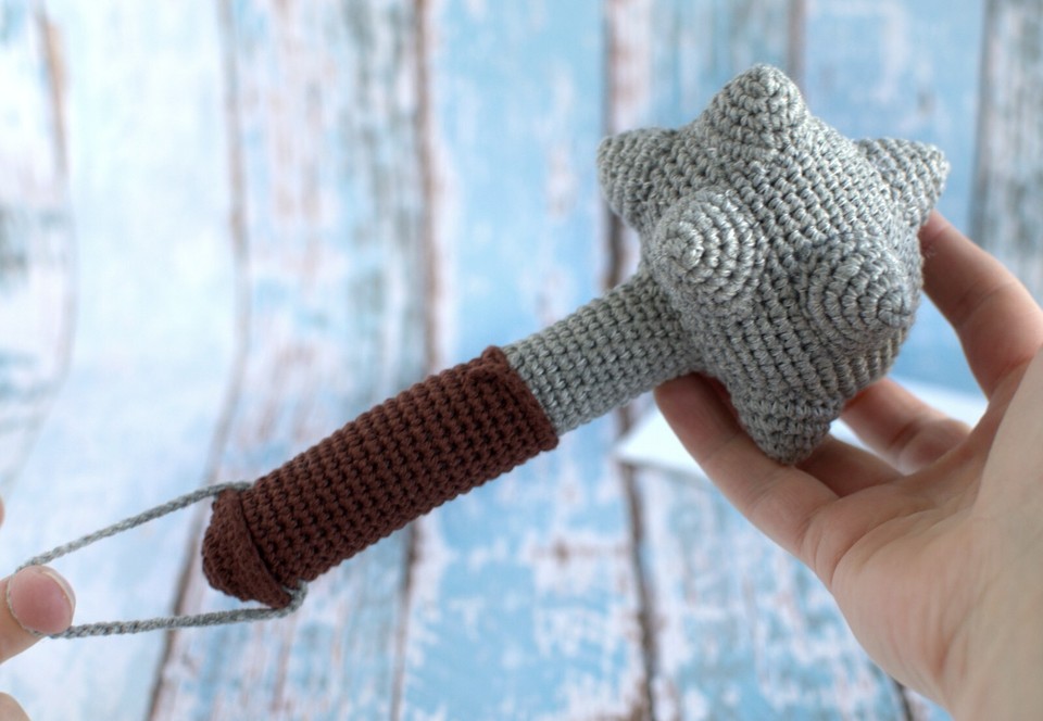 Crochet weapon, Morningstar, Baby cotton rattle, Mace plush toy, Little ...