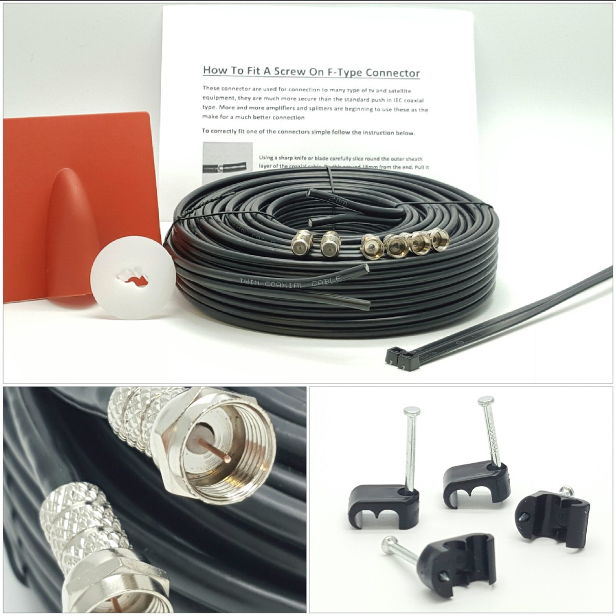 Cavo Doppio 10 Metri Sky HD Freesat Cavo Coassiale Satellitare Doppio 10m Per Sky HD E Freesat - Bianco Cavo Coassiale Doppio 10m - Foto 7