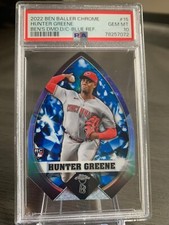 2022 TOPPS BEN BALLER HUNTER GREENE BEN'S DIAMOND CUT BLUE /75 PSA 10 REDS