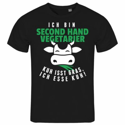 Mens T-Shirt Second Hand Vegetarian S to XXL Cow Meat Steak Grilling BBQ