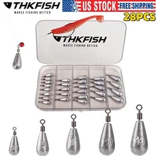 THKFISH 28pcs Waterdrop Lead Fishing Weights Fishing Sinker Drop Shot Weights US