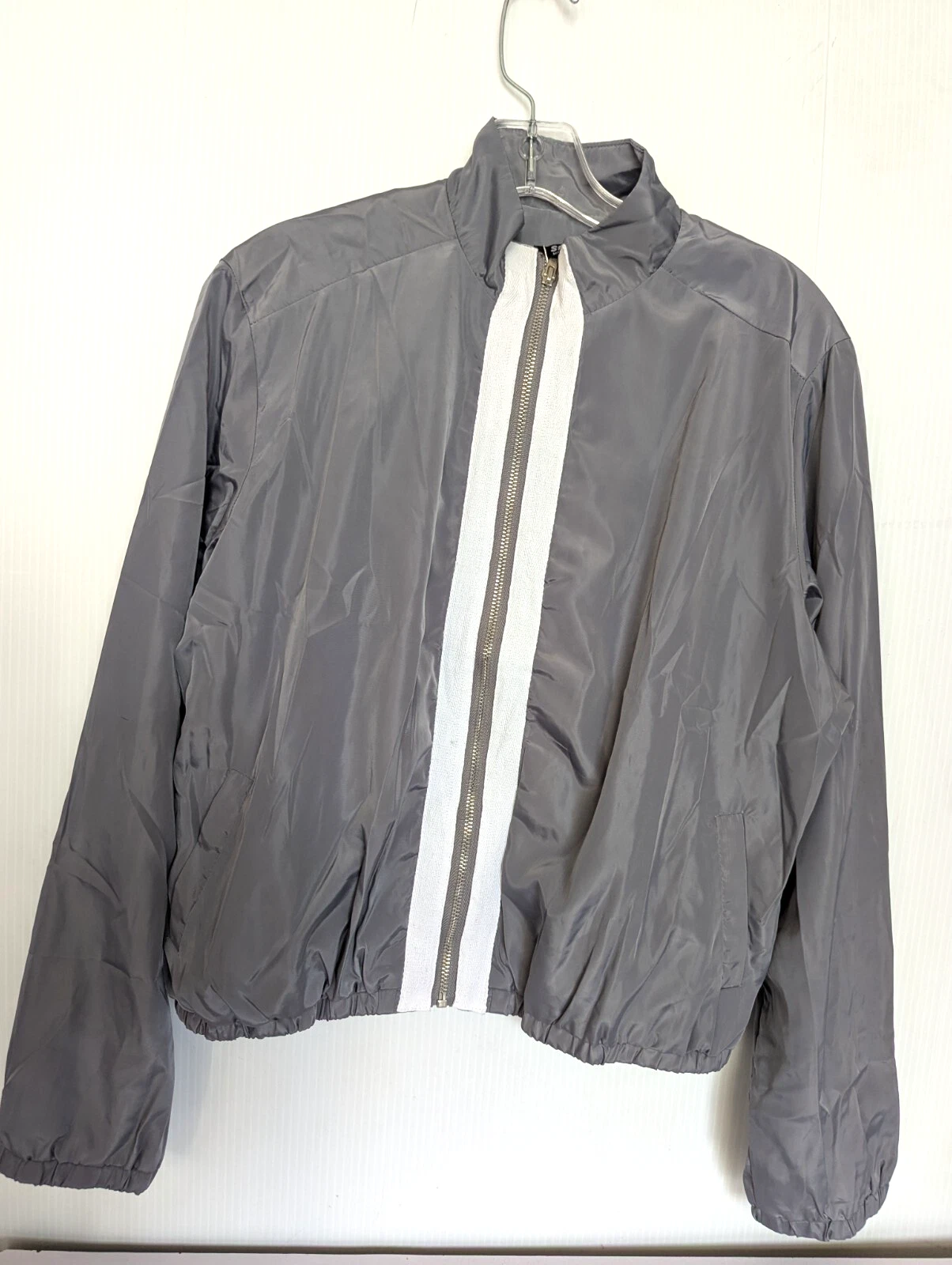 MIU MIU Giacca a vento Se Miu grigia zip elegante designer classico denaro lusso Y2K Lux