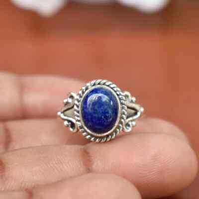 Lapis Lazuli Gemstone Ring 925 Sterling Silver Statement Ring Stack Ring Gift
