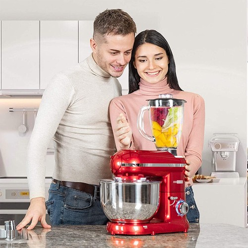 Frullatore 3in1 Supporto Alimenti Ciotola Acciaio Inox Tritacarne Frullatore Spremiagrumi Velocità 6QT - Foto 3 di 34