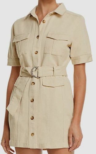 Fore Cotton Cargo Mini Dress Khaki