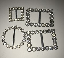 Vintage Victorian Rhinestones Sash-Belt Buckles Lot Of 4 Round, Square, Rec
