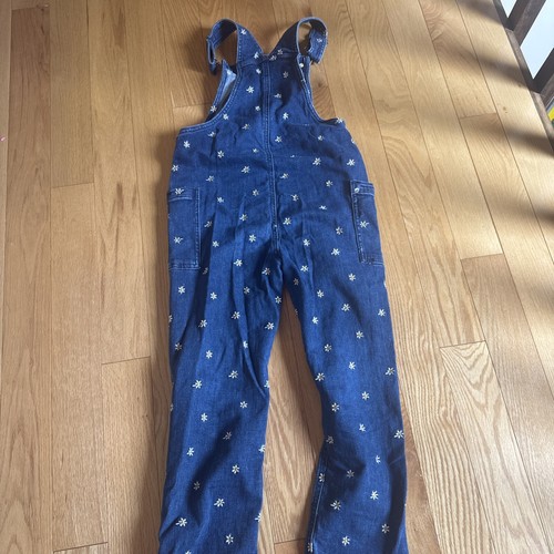 Girls Hanna Andersson Jean Overalls Embroidered Daisys 140 US Girl Size 10 - Picture 5 of 5