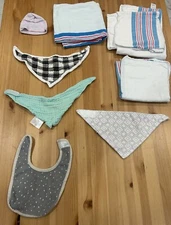 Newborn Baby Hospital Blanket, Hat And Bibs Lot