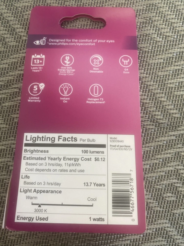 Philips Clear LED Landscape Low Voltage Light Bulb, 1.5W, T3/G4 Bi-Pin Base - Image 2 of 2