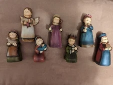 TII Collections Set of 7 Folk Art Mini Resin Nativity Set Country Christmas