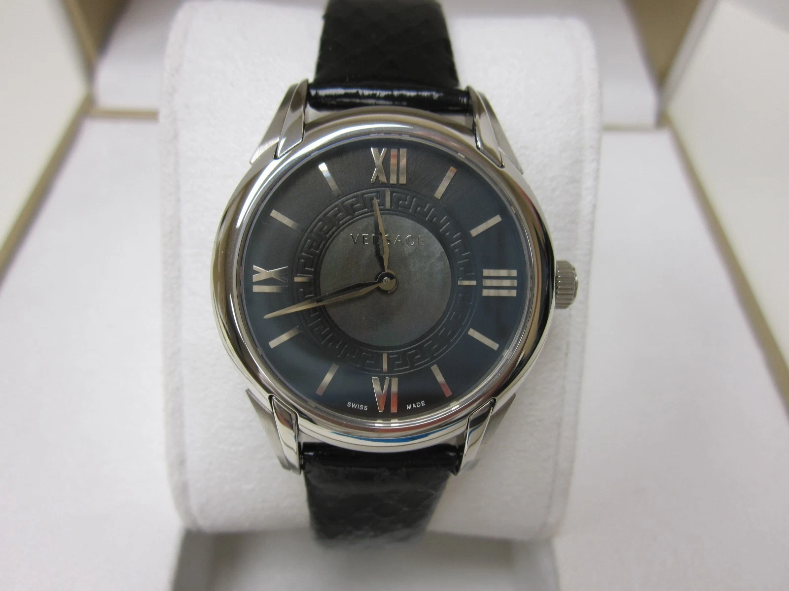 Orologio Versace Donna VFF010013 Dafne Acciaio Cinturino Pelle Nero Design Elaphe