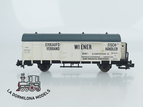 MG578 ESCALA N FLEISCHMANN 938307 K Gedeckter Güterwagen Wiener Fischhändler - Imagen 8 de 11